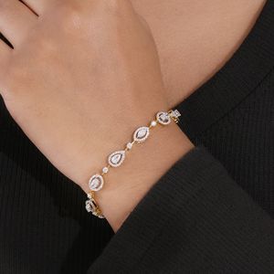 Lab Grown Diamond Halo Tennis <b>Bracelet</b> Pear & Round Diamond <b>Bracelet</b> White Gold Bridal <b>Bracelet</b> Wedding Jewelry Gift for Women - Product Image 1