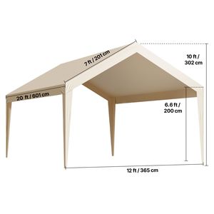 Bâche de remplacement pour abri de voiture 12 x 20 pieds, robuste, résistante aux UV et imperméable, pour abri de voiture portable, tente de garage, abri de voiture C - Product Image 6