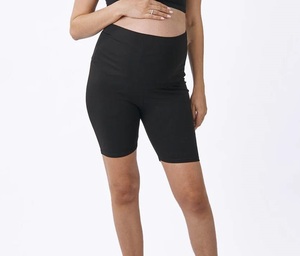 Short de maternité compressif taille haute noir, respirant, en Spandex et Nylon, effet push-up, pour la grossesse, style cycliste, personnalisable, faible MOQ - Product Image 3