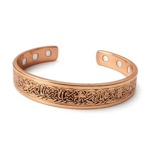 Custom Copper Magnetic Polished <b>Bangle</b> Adjustable Floral <b>Engraved</b> Artisan Cuff Bracelet Souvenir Crafts Jewelry - Product Image 5