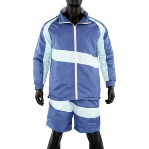Custom Hoodies Windbreaker Jacket Shorts <b>Set</b> Mens Color Block Nylon Tracksuit OEM Private Label Supplier - Product Image 1