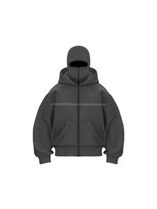 Nouveau sweat à capuche oversize d'hiver avec logo personnalisé, fermeture éclair, masque ninja, double capuche, cagoule unie pour hommes et femmes - Product Image 5