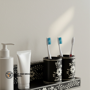 Handcrafted Plastic Four-Piece Eco-Friendly Easy Clean Bathroom Organizer <b>Set</b> Wall-Mounted Vanity Shelf <b>Soap</b> Dispenser - Product Image 2