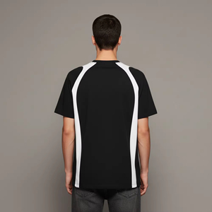 T-shirts décontractés pour hommes 100 % coton, coupe classique, avec logo imprimé par transfert thermique, empiècements blancs, respirants, écologiques, tricotés - Product Image 2