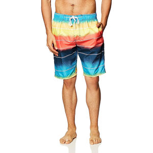 Nouveau short de bain décontracté pour homme en polyester, à taille élastique, séchage rapide, couleur unie, avec logo personnalisé, écologique - Product Image 1