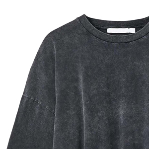Oversized Women's Acid Wash 100% Cotton Short Sleeve O-Neck Solid Color Streetwear Anti-UV Casual T-Shirt - Product Image 3