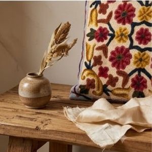 Best Price Bohemian Embroidered Floral <b>Throw</b> Pillow Square Textile Decorative Cushion Washable Design <b>Red</b> Yellow Brown Pattern - Product Image 5