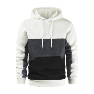 New Men's Patchwork Hoodie Outdoor Casual Streetwear Fashion Men's <b>Fleece</b> Hooded Sweatshirt Fall Winter <b>Black</b> - Product Image 2