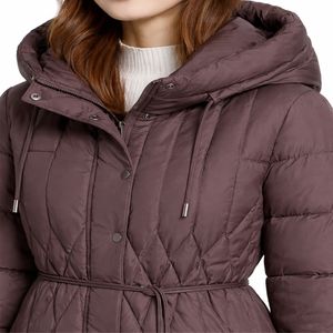 Manteau d'hiver long matelassé pour femme avec capuche, veste respirante rembourrée en coton épais, service OEM - Product Image 5