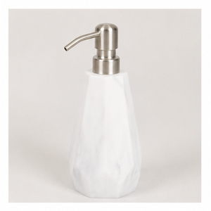 Distributeur de savon vintage en marbre blanc avec design géométrique, flacon pompe pour savon liquide pour hôtel et décoration de salle de bain à domicile - Product Image 3