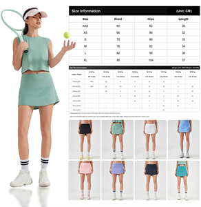 Wholesale High Waisted Tennis <b>Skirt</b> With Built In Shorts Women Plain Quick Dry Breathable Golf Skort Pocket Fitness - Product Image 4