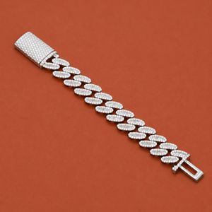 Bracelet gourmette cubaine de luxe en argent et moissanite, serti de diamants, avec maillons ovales, style hip-hop, avec fermoir boîte premium pour homme - Product Image 2