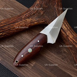 Cuchillo de caza hecho a mano con hoja de acero inoxidable, mango de madera y funda de cuero, cuchillo EDC para exteriores. - Product Image 4