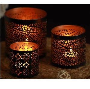 Portavelas Metálico Decorativo para Sala de Estar, Acabado en Oro, Portavelas de Té Metálico, Gran Venta - Product Image 4
