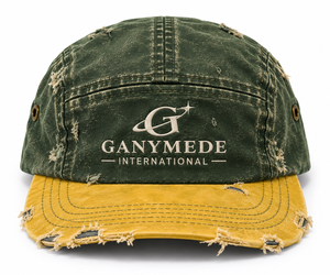 Casquette de camping vintage délavée et vieillie à 5 panneaux, logo brodé personnalisé, bicolore vert-jaune, style streetwear, OEM - Product Image 1