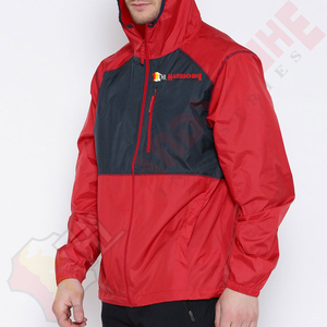 Chaquetas Softshell con Capucha y Cierre de Cremallera en Bloques de Color Rojo y Negro, Cortavientos con Bolsillo en el Pecho, Ropa Exterior Ligera, Deportiva, Casual y Elegante - Product Image 3