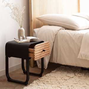 Mesita de noche Vandana Grand Zenova en madera de mango y metal - Product Image 3