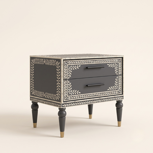 Handcrafted Modern Design Accent Side <b>Stool</b> Table with Bone Inlay Leaf Boarder Pattern for Living Room Office <b>Bathroom</b> Hotel Use - Product Image 1