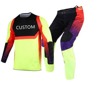 Ensemble de vêtements de sport pour hommes en jersey respirant à manches courtes et pantalon, % polyester, pour motocross et course à vélo, avec options personnalisables - Product Image 1