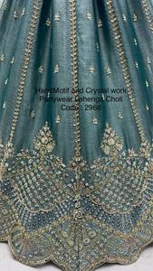 Blue Embroidered <b>Net</b> Lehenga Set Sleeveless Crop <b>Top</b> Dupatta Wedding Banquet Ethnic Wear - Product Image 6