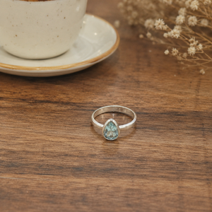 Radhey Krishna Jewellers RKJ-1618 Cute Natural Pear Blue Aquamarine Gemstone <b>Ring</b> Pure 925 Sterling <b>Silver</b> Handmade Bezel <b>Set</b> - Product Image 5