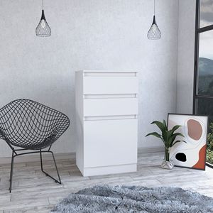 Kamelot White Single-Door Cabinet Dresser with Mirror Two Drawers and Jewelry <b>Box</b> Makeup <b>Vanities</b> - Product Image 1