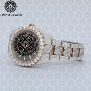 Montre de luxe pour homme Charm_Jewells en acier inoxydable, cadran 40 mm, lunette sertie de diamants, mouvement mécanique analogique, étanche 10 bars, automatique - Product Image 5