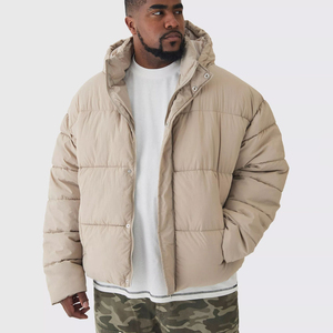 Chaqueta Acolchada para Hombre, de Invierno, Rellena de Algodón, Resistente al Viento, Transpirable, Diseño Casual con Parches, Estilo Urbano, Corte Regular, Negro Gris - Product Image 1