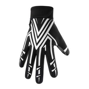 Guantes de Fútbol Americano con Logotipo Personalizado, Diseño Geométrico en Blanco y Negro, Dedos Completos, PU Antideslizante, Palma Adhesiva, Equipo de Entrenamiento para Exteriores - Product Image 5