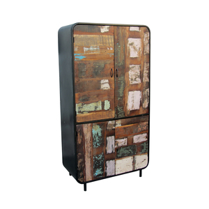 Mueble de Almacenamiento de Madera Reciclada de Estilo Industrial Vintage con Detalles Metálicos Rústicos, Mueble Ecológico Único para Sala de Estar - Product Image 5