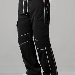 Pantalones unisex de pierna ancha estilo urbano, holgados, bordados, informales, gruesos, tipo jogger, streetwear, para hombre, personalizados - Product Image 4