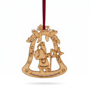 Vintage Style Wood Christmas Hanging Ornament With Classic Holiday Theme For Christmas <b>Tree</b> Farmhouse And Rustic Decoration - Product Image 1