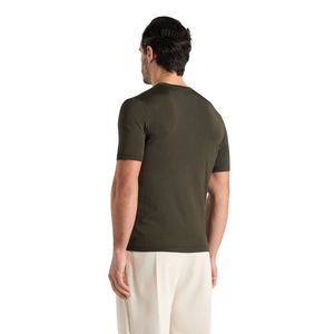 Camiseta de manga corta con cuello redondo para hombre, de punto texturizado, corte ajustado, estampado en el pecho, informal, venta al por mayor, OEM, camisetas de algodón tipo jersey - Product Image 2
