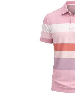 Camiseta Polo de Algodón para Hombre, Personalizada, con Rayas Rosas y Multicolores, Corte Clásico, Manga Corta, Informal, para Verano, Fabricante, Suministro al por Mayor - Product Image 2