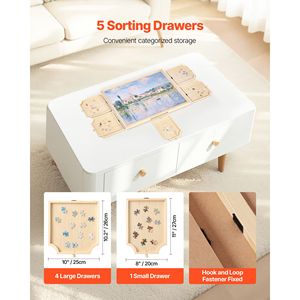Tablero Giratorio Portátil para Rompecabezas de 1000 Piezas con 5 Cajones y Cubierta, Mesa de Madera de 29x21, Accesorios para Rompecabezas para Adultos - Product Image 2