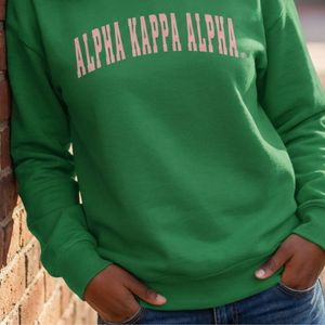 Sweat-shirt graphique vert style Letterman en molleton de coton, col rond, manches longues, décontracté, style universitaire, haut tendance pour femme, streetwear - Product Image 3