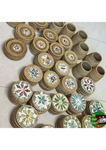 Sets de table ronds en rotin tressé faits main, naturels, pour décoration rustique, hôtels, banquets et mariages - Product Image 5