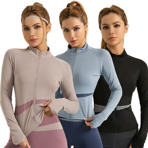 Veste de sport unie pour la gym et le yoga avec poches, veste de yoga blanche pour l'entraînement matinal, veste de yoga slim à séchage rapide - Product Image 1