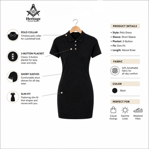 Heritage Masonic Regalia Delta Sigma Greek Sorority Embroidery Women Cotton <b>Long</b> <b>Dress</b> With Short <b>Sleeves</b> Full Black <b>Dress</b> - Product Image 5