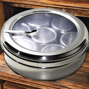 Caja de especias de doble tapa de acero inoxidable Mashala Dabba con función transparente para almacenamiento - Product Image 6