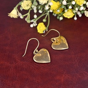 Gold Plated Brass Heart <b>Earrings</b> Polished Finish Valentine's Day Jewelry Love Theme Metal Craft - Product Image 1