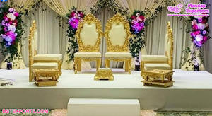 Chaises de mariage traditionnelles Vidhi pour Mandap chaises Mandap sculptées en bois pour mariée marié ensemble de chaises Mandap en bois sculpté doré UK - Product Image 5