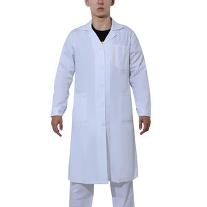 Bata de laboratorio profesional para hombre, bata médica larga de mezcla de algodón de manga larga, bata de laboratorio transpirable de algodón y poliéster - Product Image 4