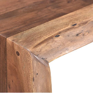 Mesa de centro plegable y duradera de madera de acacia con borde natural y acabado de grano natural, ideal para sala de estar, oficina en casa o apartamento. - Product Image 5