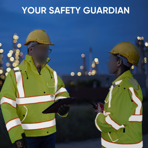 High Visibility Safety <b>Jacket</b> Double Reflective Tape Bright Zip Front Utility Pockets Traffic Safety <b>Construction</b> Apparel - Product Image 5