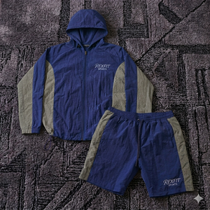 Conjunto Deportivo Corto Rexfit de Alta Calidad para Hombre, Chaqueta Cortavientos con Cierre Completo, Conjunto Deportivo con Impresión Personalizada al por Mayor - Product Image 6