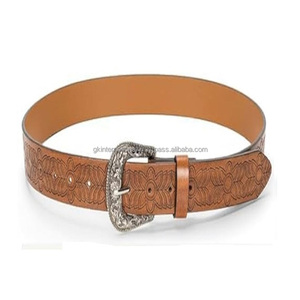 Ceinture d'outillage en cuir western personnalisée à motif floral en relief pour hommes avec ceinture en cuir usinée à boucle florale vintage - Product Image 5