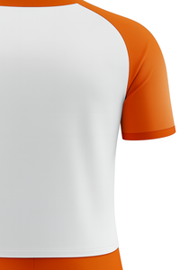 Camiseta de Fútbol de Manga Corta Blanca y Naranja para Hombre, Cuello Redondo, Absorbe la Humedad, Ropa Deportiva de Poliéster, Diseño Sólido para Todas las Temporadas - Product Image 4