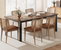 VENTE FLASH - Ensemble de table à manger en bois moderne avec 6 chaises, meubles de salle à manger, table à manger d'intérieur, prix avantageux