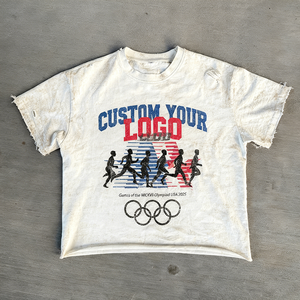 เสื้อยืดคอตตอนทรงโอเวอร์ไซส์สไตล์วินเทจลุคดิสเทรส พิมพ์ลายกราฟิก สตรีทแวร์ ทรงหลวม แฟชั่นเสื้อผ้าผู้ชาย - Product Image 1